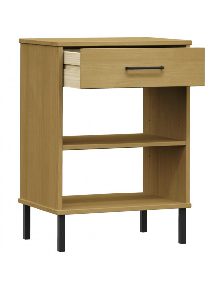 Mobile Consolle Gambe Metallo Marrone Legno Massello Pino OSLO