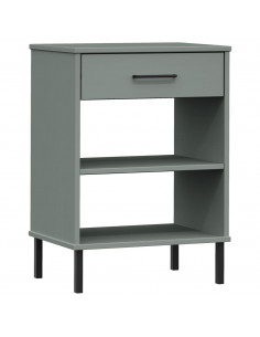 Mobile Consolle Gambe Metallo Grigio Legno Massello Pino OSLO 2