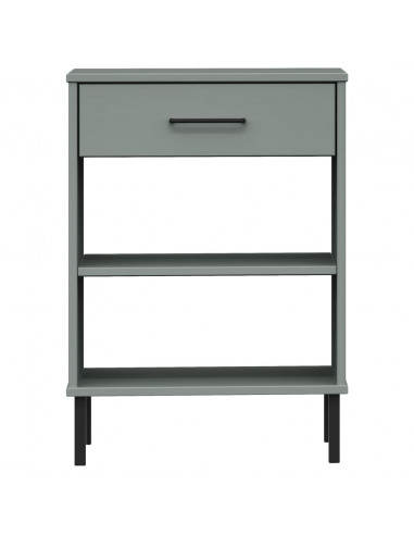 Mobile Consolle Gambe Metallo Grigio Legno Massello Pino OSLO