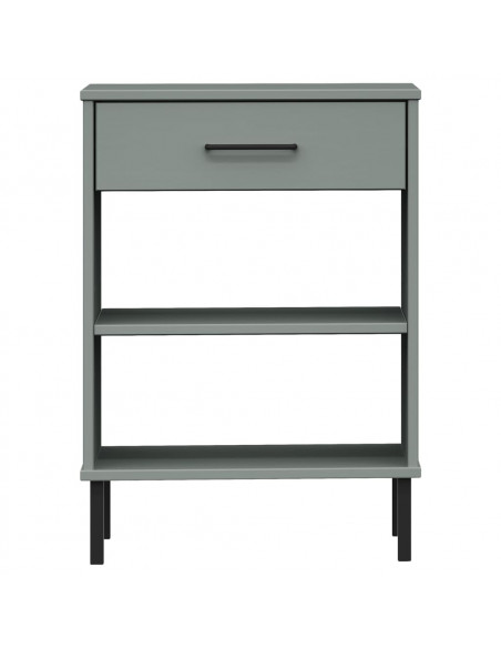 Mobile Consolle Gambe Metallo Grigio Legno Massello Pino OSLO