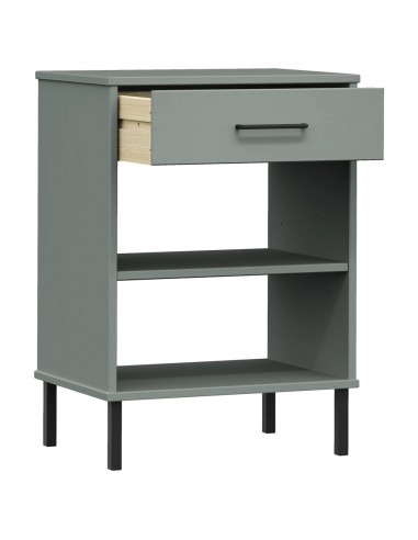 Mobile Consolle Gambe Metallo Grigio Legno Massello Pino OSLO