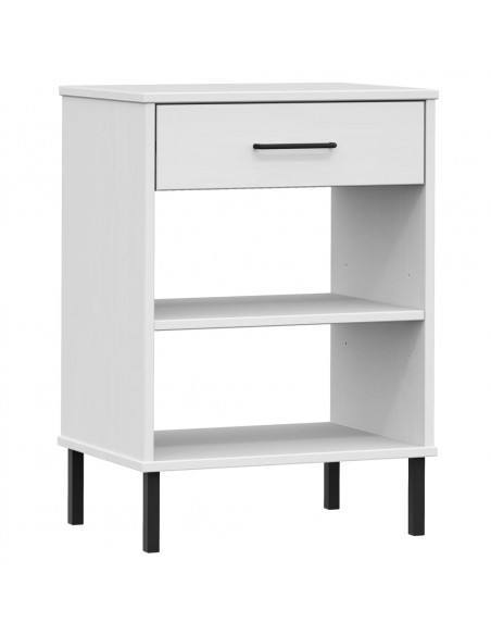 Mobile Consolle Gambe Metallo Bianco Legno Massello Pino OSLO