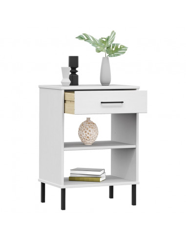 Mobile Consolle Gambe Metallo Bianco Legno Massello Pino OSLO