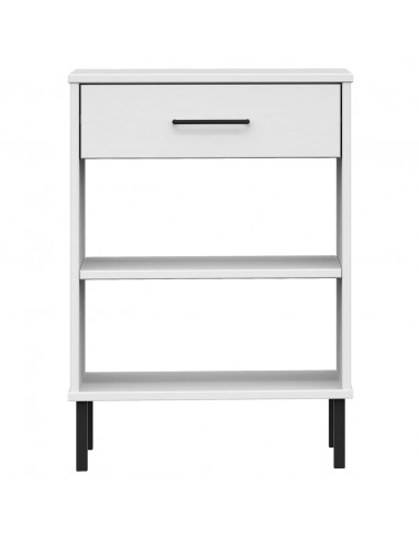 Mobile Consolle Gambe Metallo Bianco Legno Massello Pino OSLO