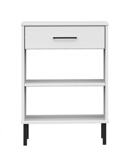 Mobile Consolle Gambe Metallo Bianco Legno Massello Pino OSLO
