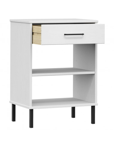 Mobile Consolle Gambe Metallo Bianco Legno Massello Pino OSLO