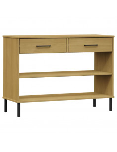 Mobile Consolle Gambe Metallo Marrone Legno Massello Pino OSLO 2