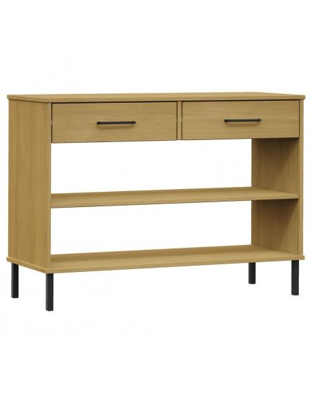 Mobile Consolle Gambe Metallo Marrone Legno Massello Pino OSLO