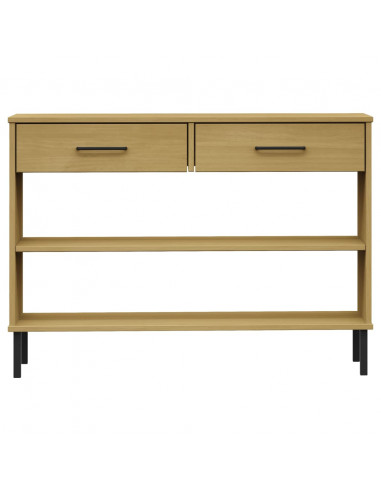 Mobile Consolle Gambe Metallo Marrone Legno Massello Pino OSLO