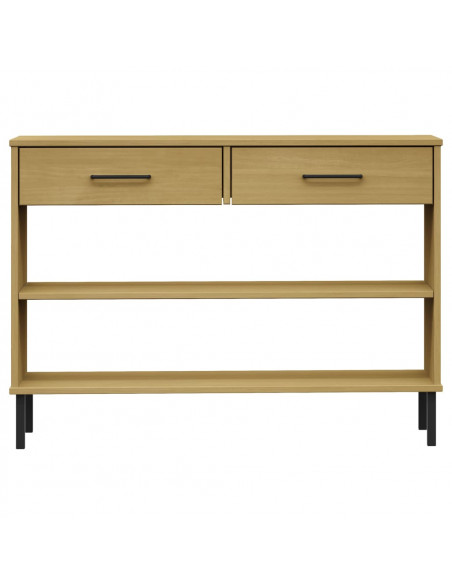 Mobile Consolle Gambe Metallo Marrone Legno Massello Pino OSLO