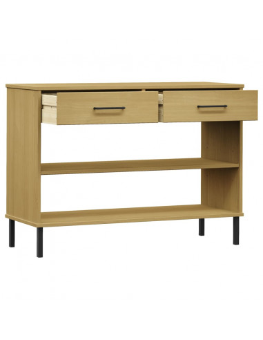 Mobile Consolle Gambe Metallo Marrone Legno Massello Pino OSLO