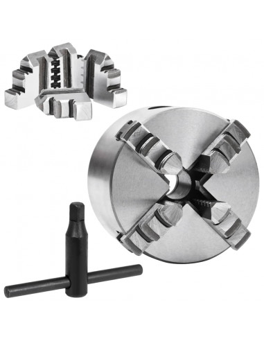 Mandrino per Tornio a 4 Griffe Autocentrante 80 mm in Acciaio