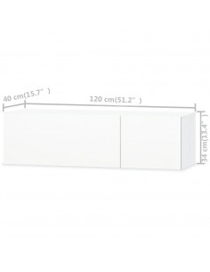 Mobili TV 2 pz in Legno Multistrato 120x40x34 cm Bianco Lucido