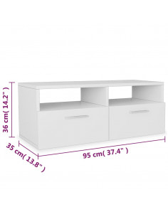 Mobili TV 2 pz in Legno Multistrato 95x35x36 cm Bianchi