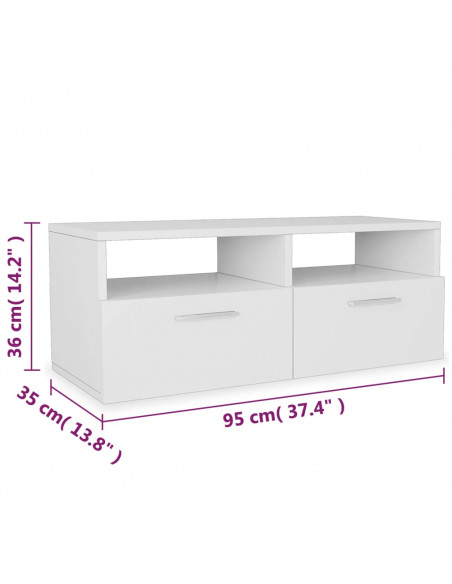 Mobili TV 2 pz in Legno Multistrato 95x35x36 cm Bianchi