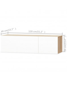 Mobili TV 2 pz Legno Multistrato 120x40x34 Bianco Lucido Rovere
