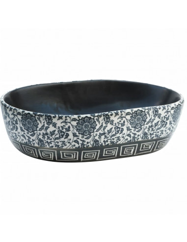 Lavabo da Appoggio Nero e Blu Ovale 47x33x13 cm Ceramica