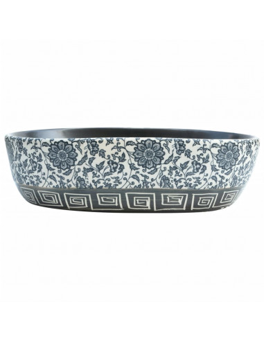 Lavabo da Appoggio Nero e Blu Ovale 47x33x13 cm Ceramica