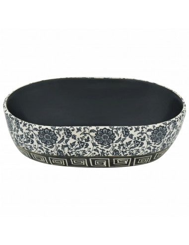 Lavabo da Appoggio Nero e Blu Ovale 47x33x13 cm Ceramica