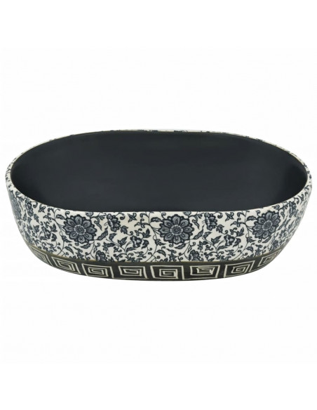 Lavabo da Appoggio Nero e Blu Ovale 47x33x13 cm Ceramica