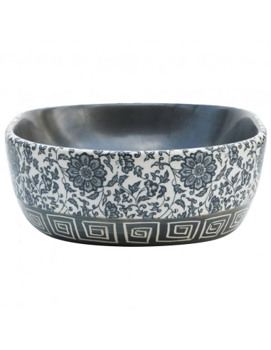 Lavabo da Appoggio Nero e Blu Ovale 47x33x13 cm Ceramica