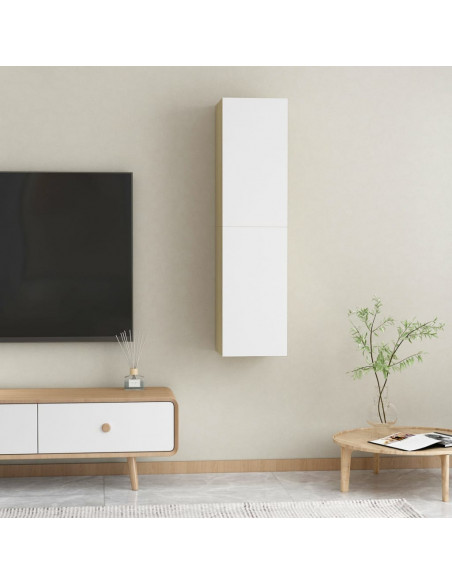 Mobili TV 2pz Bianco e Rovere Sonoma 30,5x30x60 cm Multistrato