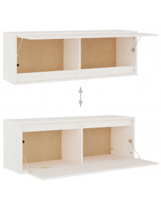 Mobili TV 4 pz Bianchi in Legno Massello di Pino