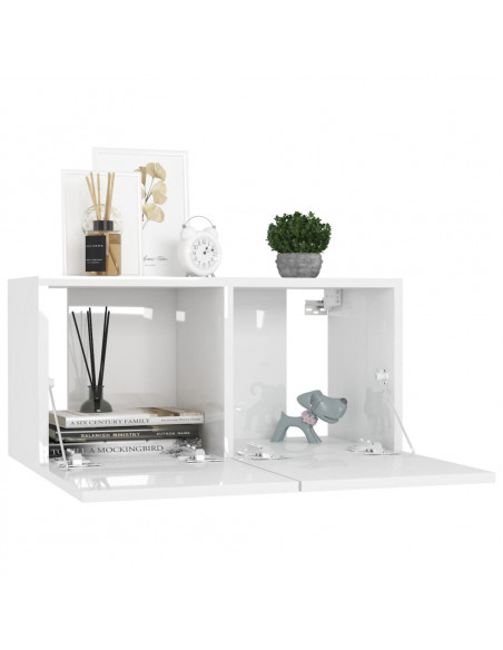 Mobili TV 4 pz Bianco Lucido 60x30x30 cm in Legno Multistrato