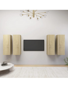 Mobili TV 4 pz Rovere Sonoma 30,5x30x90 cm in Legno Multistrato