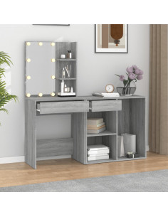 Toeletta con LED e Armadietto Grigio Sonoma Legno Multistrato 2