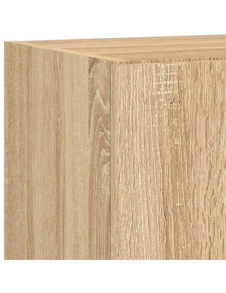 Mobili TV a Muro con LED 4pz Rovere Sonoma Legno Multistrato