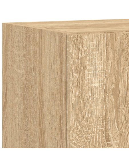 Mobili TV a Muro con LED 4pz Rovere Sonoma Legno Multistrato