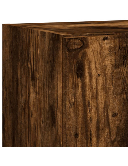 Mobili TV a Muro con LED 5pz Rovere Fumo in Legno Multistrato