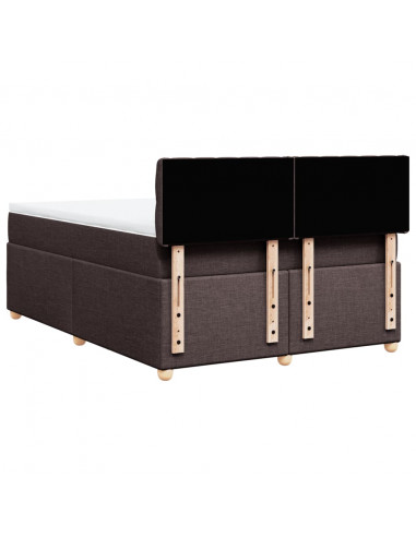 Giroletto a Molle con Materasso Marrone Scuro 160x200cm Tessuto