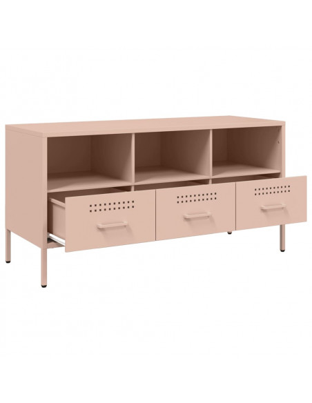 Mobile TV Rosa 100,5x39x50,5 cm in Acciaio Laminato a Freddo