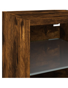 Mobili TV a Muro con LED 8pz Rovere Fumo in Legno Multistrato