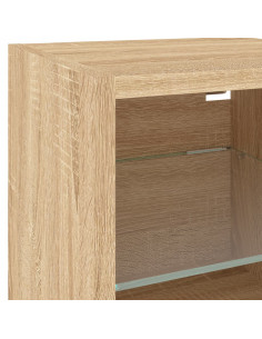 Mobili TV a Muro con LED 8pz Rovere Sonoma Legno Multistrato