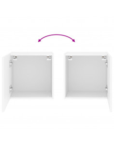Mobili TV a Parete 2pz Bianchi 40,5x30x40 cm Legno Multistrato