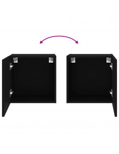 Mobili TV a Parete 2pz Neri 40,5x30x40 cm in Legno Multistrato