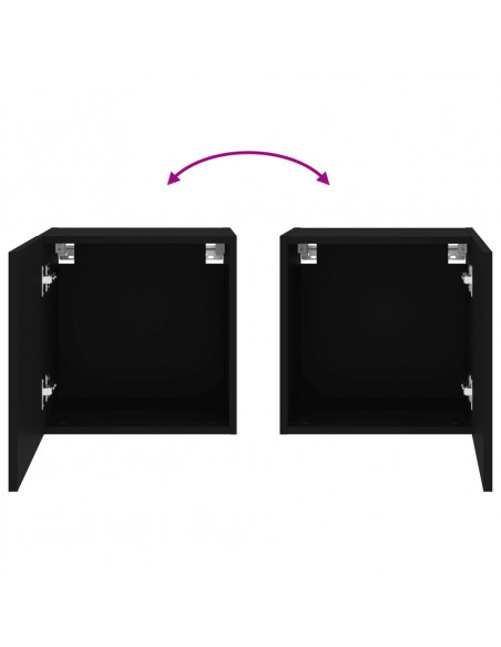 Mobili TV a Parete 2pz Neri 40,5x30x40 cm in Legno Multistrato