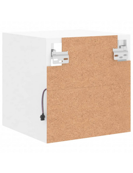 Mobili TV a Parete con Luci LED 2pz Bianchi 30x28,5x30 cm