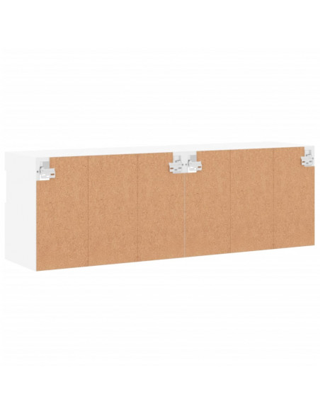 Mobili TV a Parete con Luci LED 2pz Bianchi 60x30x40 cm