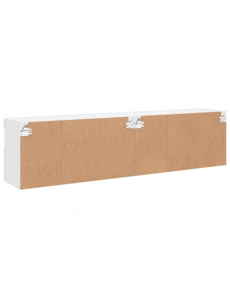 Mobili TV a Parete con Luci LED 2pz Bianchi 80x30x40 cm