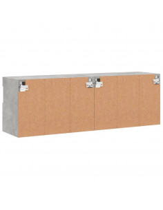 Mobili TV a Parete con Luci LED 2pz Grigio Cemento 60x30x40 cm