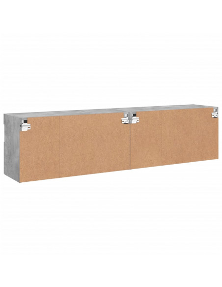 Mobili TV a Parete con Luci LED 2pz Grigio Cemento 80x30x40cm