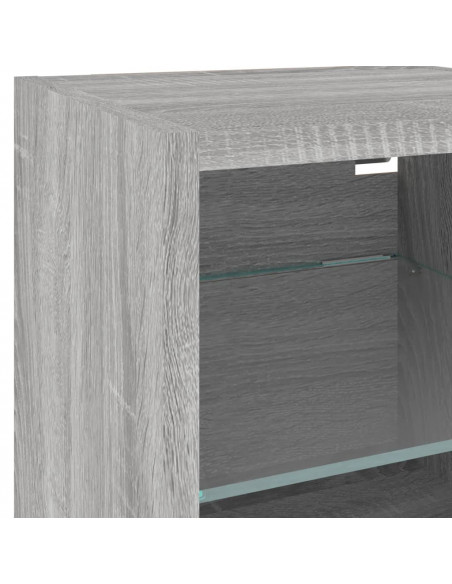 Mobili TV a Parete con Luci LED 2pz Grigio Sonoma 30x28,5x30 cm