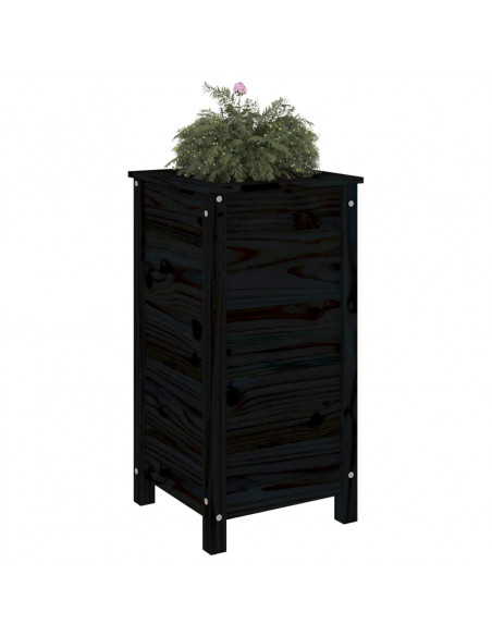 Fioriera da Giardino Nera 40x40x78 cm Legno Massello di Pino