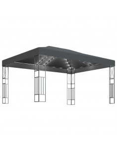 Gazebo con Stringa di Luci LED 3x4 m in Tessuto Antracite 2