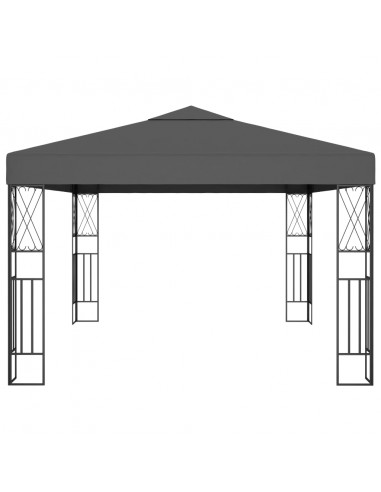 Gazebo con Stringa di Luci LED 3x4 m in Tessuto Antracite