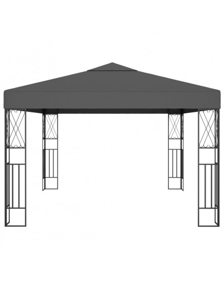 Gazebo con Stringa di Luci LED 3x4 m in Tessuto Antracite